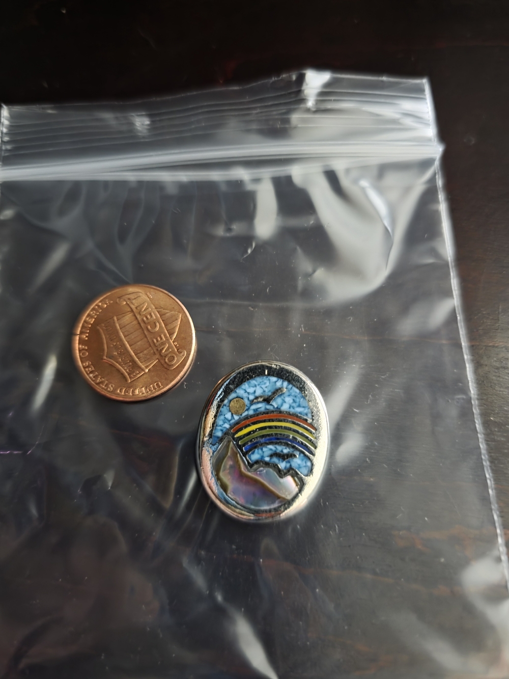 Handcrafted Rainbow Wave Enamel - Blue Pendant